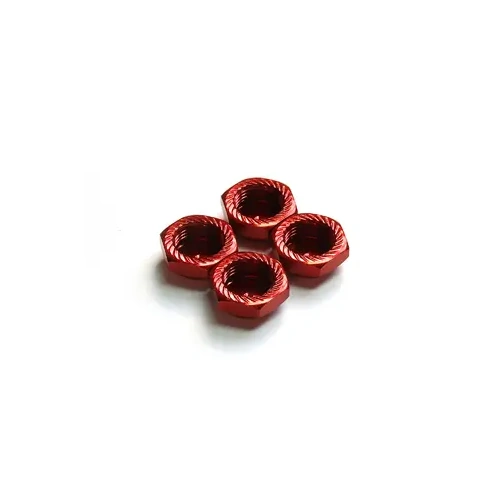 Serrated Cap Nut M12*1.0 Red (4pcs)-Alumina material