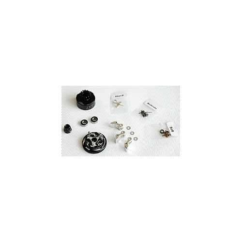 Clutch Bell  COMBO SET(Clutch bell 13T with vented*1+ Bearing 5*10 ( 2pcs) + 34 mm Flywheel (Black)*1 + 3pc Type cluth shoe (Alum) with 3 differ