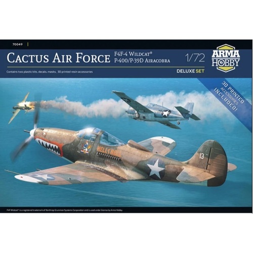 Arma Hobby 1/72 Cactus Air Force F4F-4 Wildcat® and P-400/P-39D Airacobra over Guadalcanal Plastic Model Kit AH70049