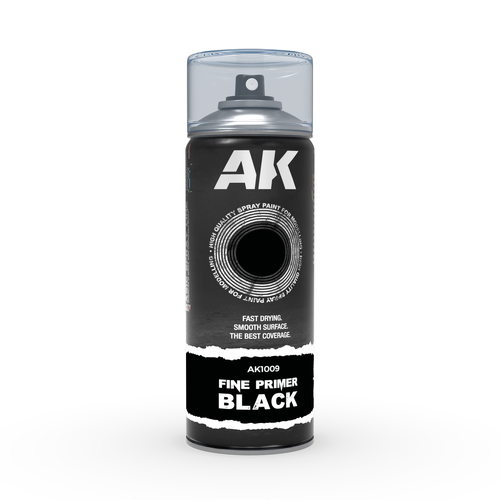AK Interactive Fine Primer Black Spray Paint 400ml - AK1009