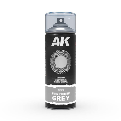 AK Interactive Fine Primer Grey Spray Paint 400ml (Includes 2 nozzles) - AK1010