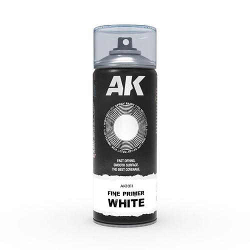 AK Interactive Fine Primer White Spray Paint 400ml (Includes 2 nozzles) - AK1011
