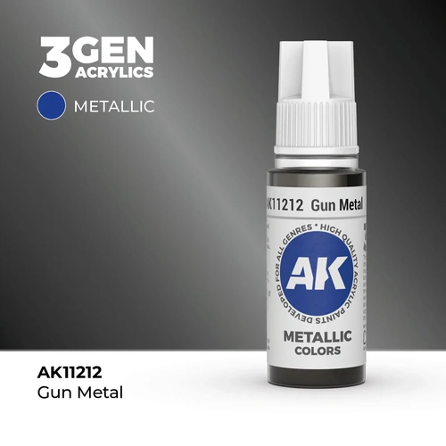 AK Interactive Gun Metal Metallic Acrylic Paint 17ml 3rd Generation