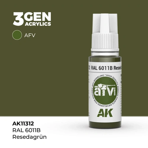 AK Interactive AFV Series: RAL 6011B Resedagrun Acrylic Paint 17ml 3rd Generation