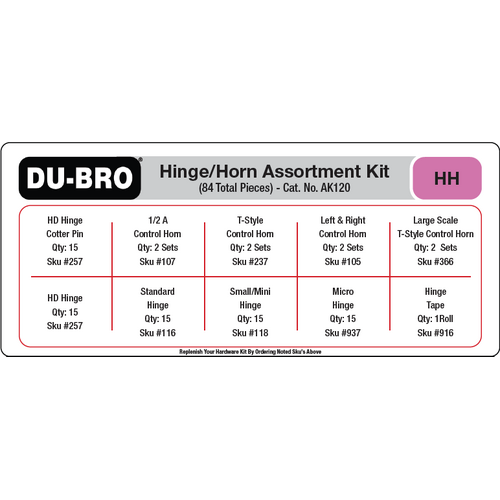 Du-Bro Hinges & Horns Assortment Kit 84 Pcs Set - AK120