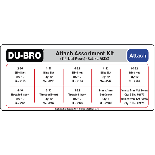 Du-Bro Attachments Assortment Kit 114 Pcs Set - AK122