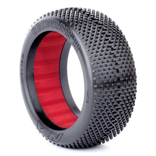 AKA Gridiron II 1/8 Super Soft Long Wear Buggy Tyres with Red Inserts 2pcs - AKA14013QR