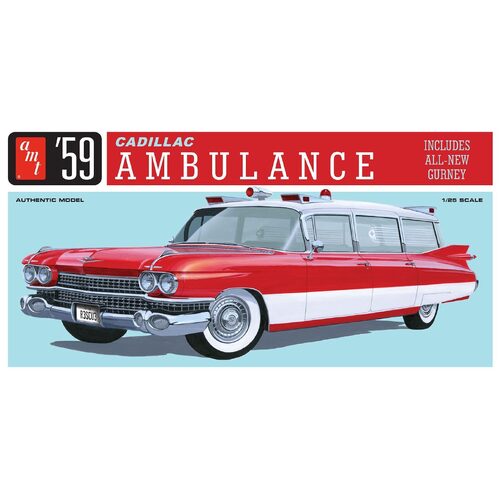 AMT 1/25 1959 Cadillac Ambulance w/Gurney Plastic Model Kit