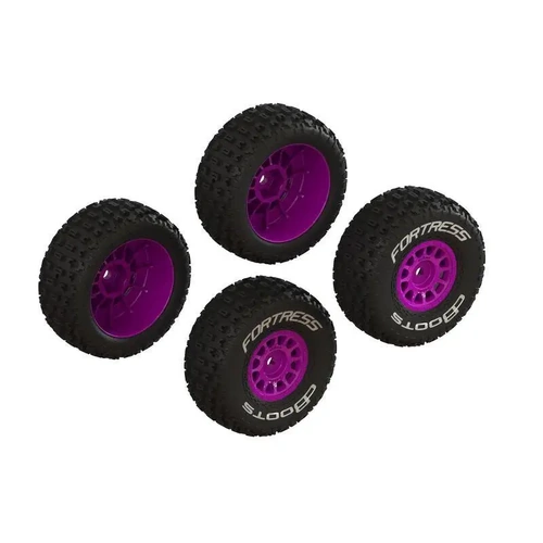 Arrma dBoots Fortress Tyre Set Glued on Purple Wheels