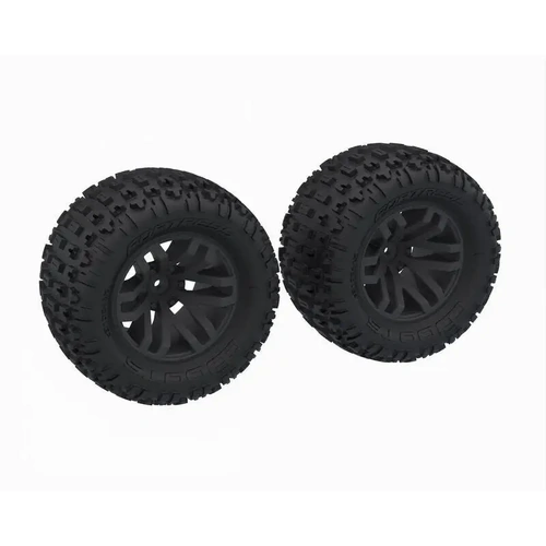 Arrma dBoots Fortress MT Tyre Set on Black Wheels, 2pcs