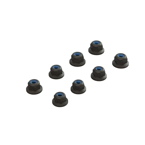 Arrma Flanged Lock Nut M3, Black, 4pcs - ARA708009