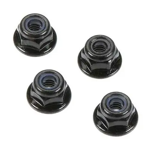 Arrma Flange Lock Nuts, 4mm, Black, 4 Pieces, AR708001