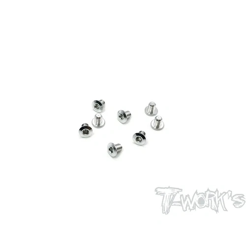 ASS-3LPS 7075-T6 Hex. Socket Head Low Profile Half Thread Screws ( Silver) 8pcs. - 3mm x 4mm