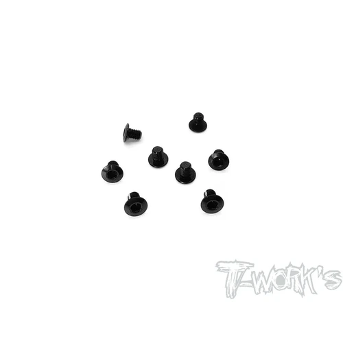ASS-3LPBK 7075-T6 Hex. Socket Head Low Profile Half Thread Screws ( Black ) 8pcs. - 3mm x 10mm