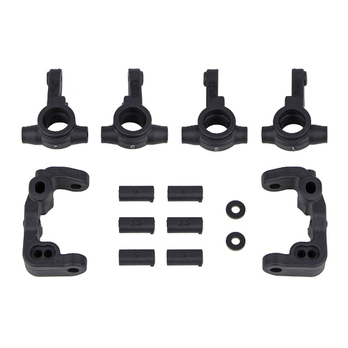 RC10B6.4 -1mm Scrub Caster and Steering Blocks, carbon