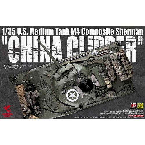 Asuka 1/35 U.S. Medium Tank M4 Composite Sherman "China Clipper" Plastic Model Kit