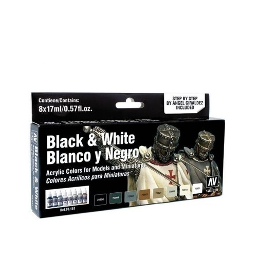 Vallejo 70151 Model Colour Black & White Set Box Acrylic Paint Set
