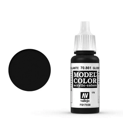 Vallejo Model Colour #192 - Gloss Black - 18 ml Gloss Acrylic Paint