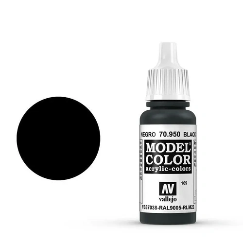 Vallejo Model Colour #191 - Black - 18 ml Matt Acrylic Paint
