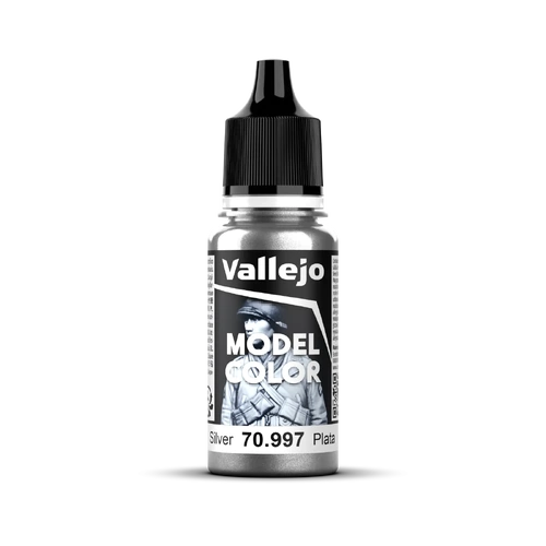 Vallejo Model Colour #195 - Silver - 18 ml Metallic Acrylic Paint
