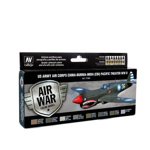 Vallejo 71184 Model Air US Army Air Corps China-Burma-India Pacific Theater WWII Acrylic Paint Set