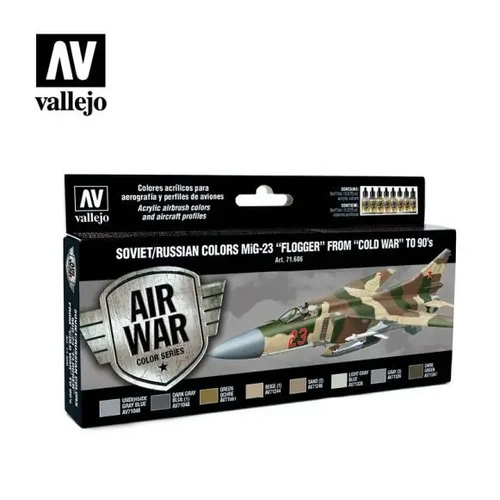 Vallejo Model Air Soviet / Russian MiG-23 "Flogger" from 70's to 90's (8) Acrylic Paint Set