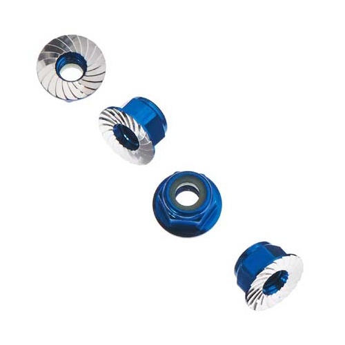 Axial Nylon Lock Nut, M4, Serrated, Blue, 4 Pieces, AXA1046