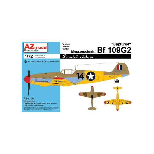 AZ Models AZ7496 1/72 Bf 109G-2 Captured Plastic Model Kit