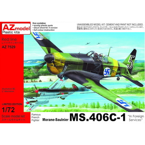 AZ Models AZ7529 1/72 MS-406 Fin,Yugo,Vichy Plastic Model Kit