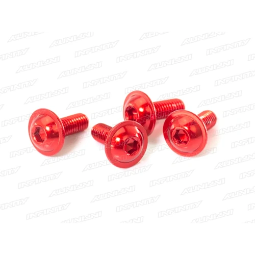 B01308F-AR - M3X8MM ALU FLANGE BUTTON HEAD SCREW (RED/4PCS)