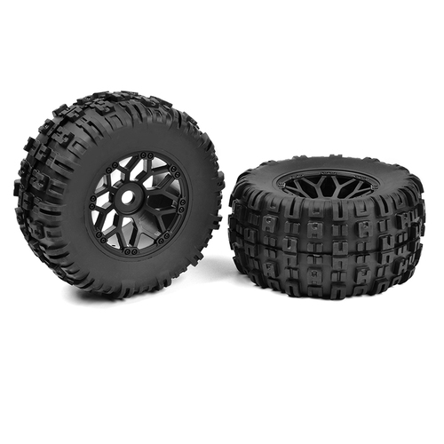 Team Corally - Off-Road 1/8 MT Tires - Mud Claws - Glued on Black Rims - 1 pair C-00180-612
