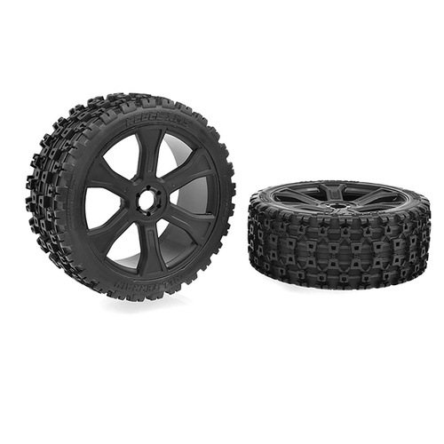 Team Corally - Rebel XMS - ASUGA XLR Off-Road Tires - Low Profile - Glued on Black Rims - 1 pair C-00180-856