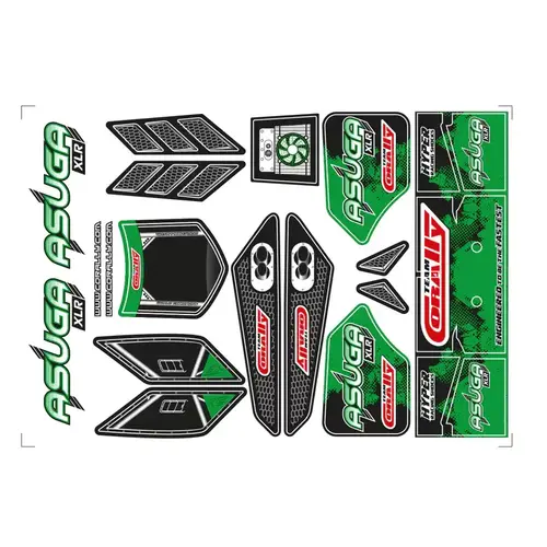 Team Corally - Body Decal Sheet - Asuga ASUGA XLR - GREEN - 1 pc C-00180-858-G