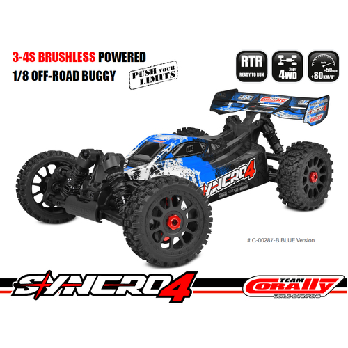 Team Corally SYNCRO-4 RTR Blue Brushless Power 3-4S No Battery No Charger - C-00287-B