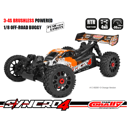 Team Corally SYNCRO-4 RTR Orange Brushless Power 3-4S No Battery No Charger - C-00287-O