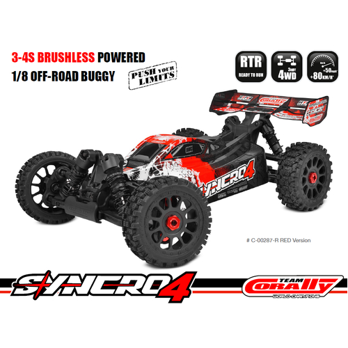 Team Corally SYNCRO-4 RTR Red Brushless Power 3-4S No Battery No Charger - C-00287-R