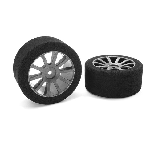 Team Corally - Attack foam tires - 1/10 GP touring - 35 shore - 30mm Rear - Carbon rims - 2 pc