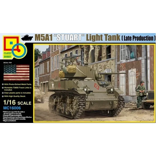 Classy 16006 1/16 M5A1 Stuart (Late Production) Plastic Model Kit