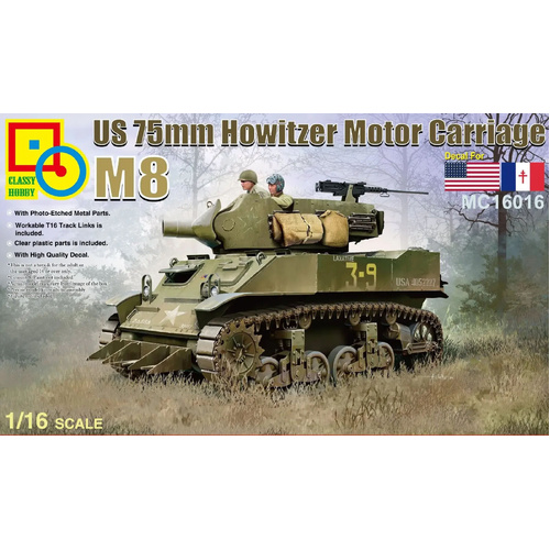Classy 1/16 US 75mm M8 Howitzer Motor Carriage Plastic Model Kit