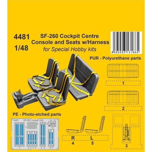 CMK 1/48 SF-260 Cockpit Centre Console and Seats w/Harness / for SH kits