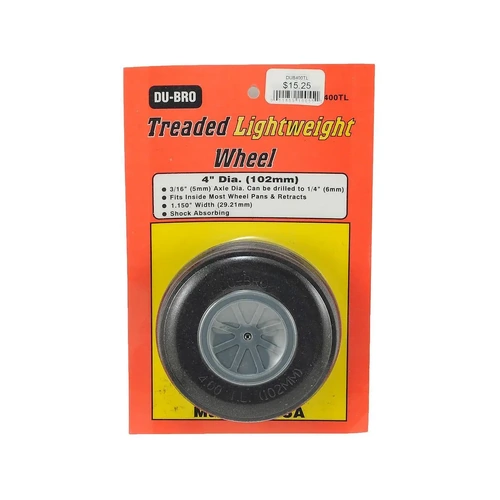DUBRO 400TL 4in DIA TREADED LIGHTWGT WHEEL (1 EACH PER CARD)
