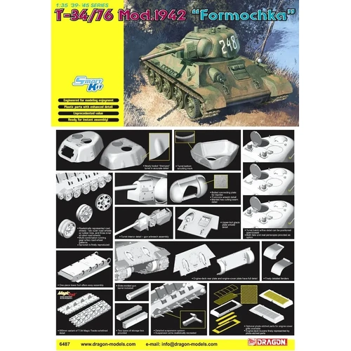 Dragon 1/35 T-34/76 Mod.1942 "Formochka" Plastic Model Kit [6401]
