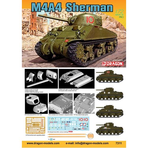 Dragon 1/72 M4A4 Sherman Plastic Model Kit