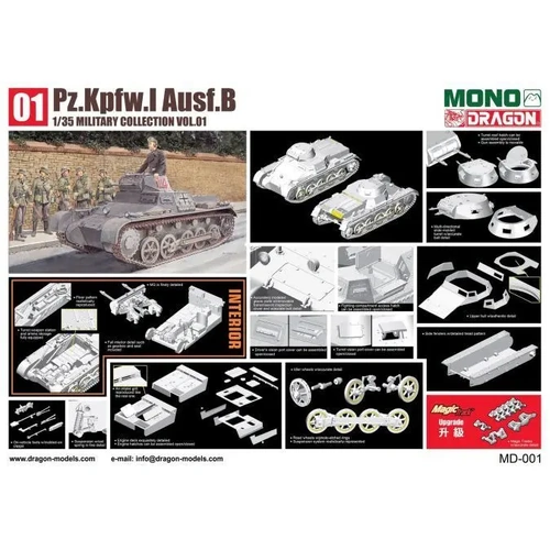 Mono X Dragon MD-001 1/35 Pz.Kpfw.I Ausf.B w/Interior Plastic Model Kit