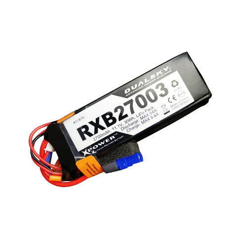 Dualsky 2700mah 3S 11.1v 20C LiPo Receiver Battery with Dual JR and XT60 Connector - DSB31875