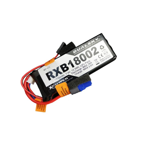 Dualsky 1800mah 2S 7.4v 20C LiPo Receiver Battery with JR and XT60 Connector - DSB31903