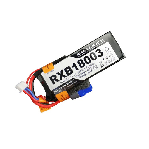 Dualsky 1800mah 3S 11.1v 20C LiPo Receiver Battery with JR and XT60 Connector - DSB31904