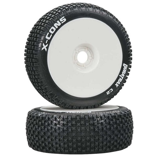 Duratrax 1/8 X-Cons Buggy Tire C2 Mounted White, 2pcs