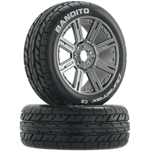 Duratrax Bandito Buggy Tire C2 Mounted Spoke Black/Chrome