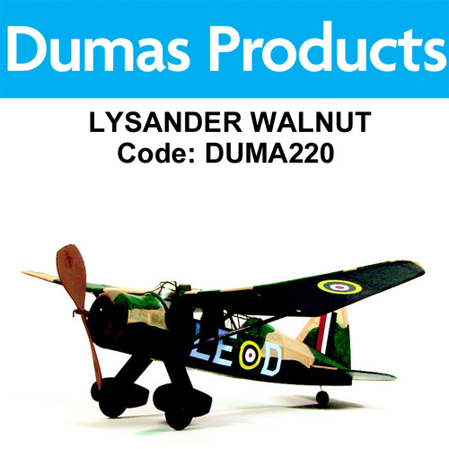 DUMAS 220 LYSANDER WALNUT SCALE 17.5 INCH WINGSPAN RUBBER POWERED